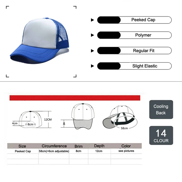 12Pcs Adjustable Sublimation Blank Hat Polyester Baseball Caps for Heat  Press