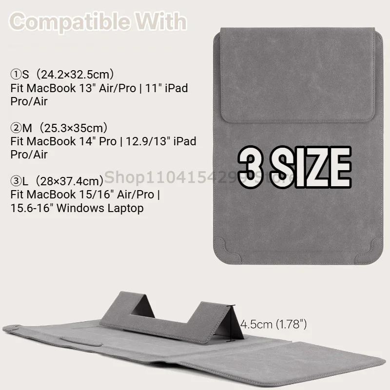 Elegant Portable Leather Laptop Sleeve with Built-in Stand