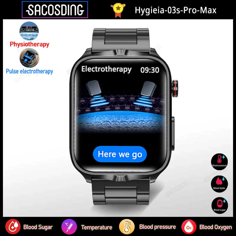 

2023 New Smartwatch Blood Sugar ECG+PPG Monitoring Blood Pressure Body Temperature Smart Watch Health Pulse Electrotherapy Watch