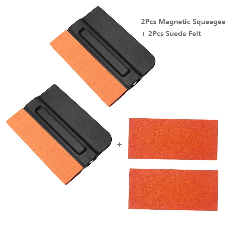 Magnetic Vinyl Wrapping Squeegee 2Pcs 4Inch Suede Felt Edge Tint Squeegee Car Window Film Scraper Decal Applicator for Stickers