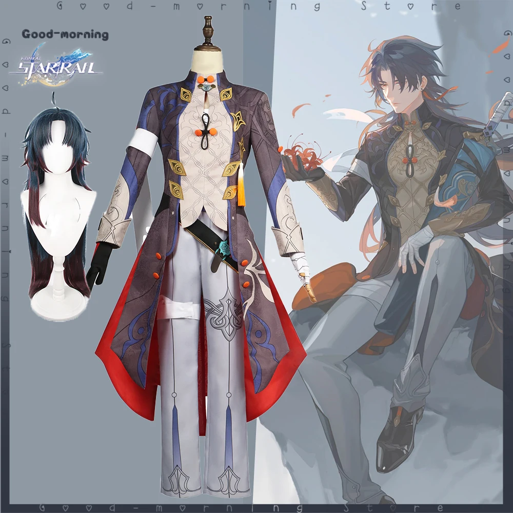 

Game Honkai Star Rail Blade Cosplay Costume Wig Uniform Earrings Stellaron Hunters Astral Express Halloween Party Men Props