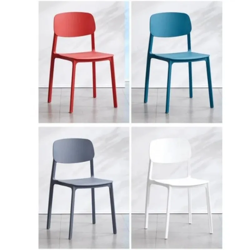 Nordic Style Modern Simple Cafe Home Square Chairs Colorful PP Plastic Restaurant Stackable Dining Chairs