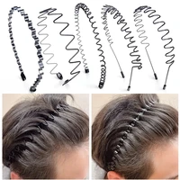 6/1pcs Fashion Metal Hair Band for Men Women Unisex Black Waved Hair Head Hoop Sports Headband Hairband Hair Accessories - Image 2
