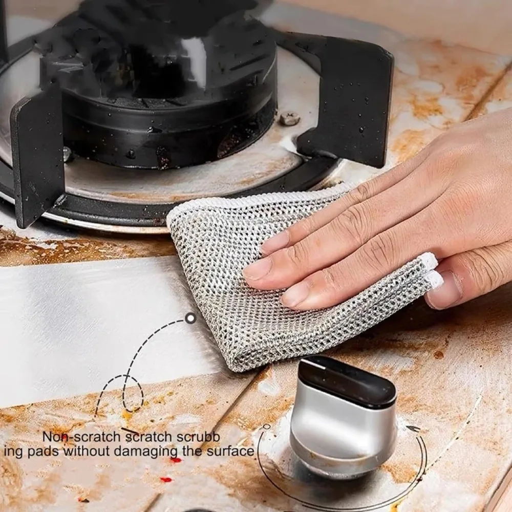 Household Cleaning Brushes 3/5/10PCS Silver Cleaning Cloth Magic Dish Towel All for Kitchen and Home Scrub Daddy Rust Removal dish cleaning cloth,kitchen cleaning tool