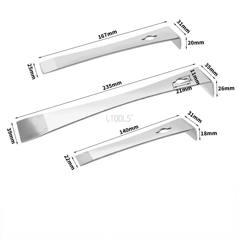 

New Stainless Steel Pry Bar Set Woodworking Car Disassembly and Modification Metal Pry Plate Manual Scraping Blade Hand Tool DIY