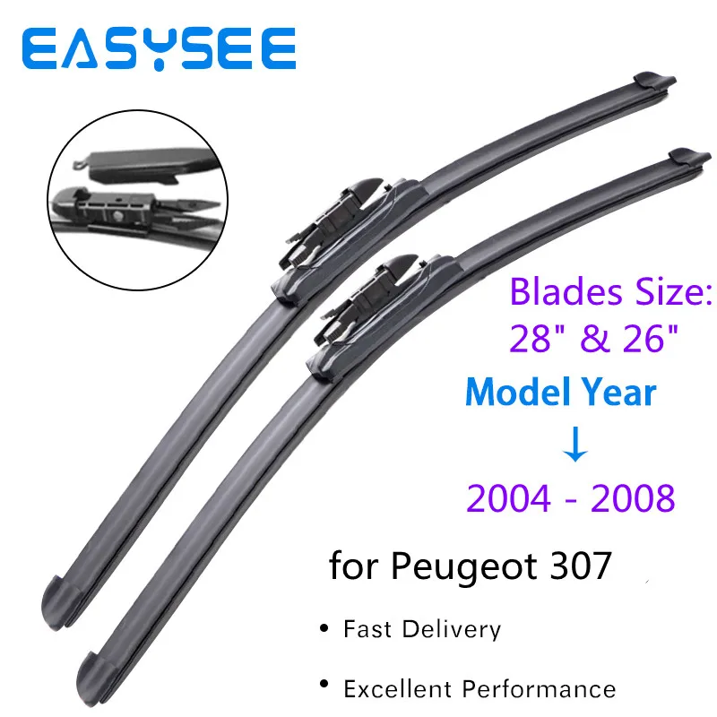 

Windscreen Wiper Blades for Peugeot 307 Fit Hook Arms / Pinch Tab Arms 2000 2001 2002 2003 2004 2005 2006 2007 2008