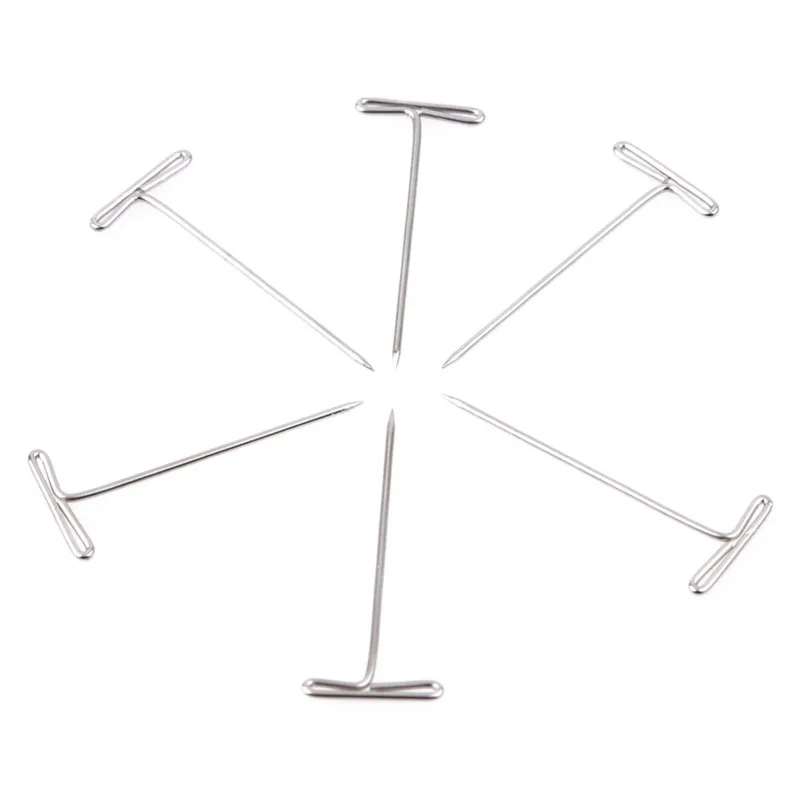 50/100개 스테인리스 스틸 T핀 다양한 사이즈 27-50MM 바늘, 가발 제작, 뜨개질, 블로킹 및 공예 프로젝트용