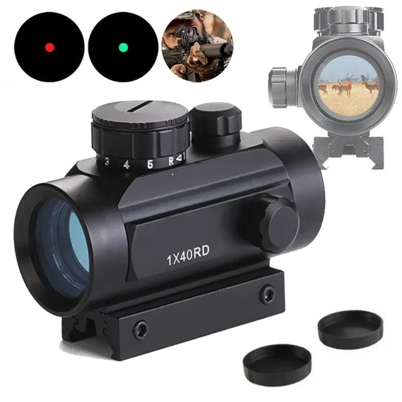 Hunting Reflex Red Green Dot Sight Adjustable Brightness Reflex Sights Tactica Riflescope with 11mm & 20mm Mount Rails 1x40