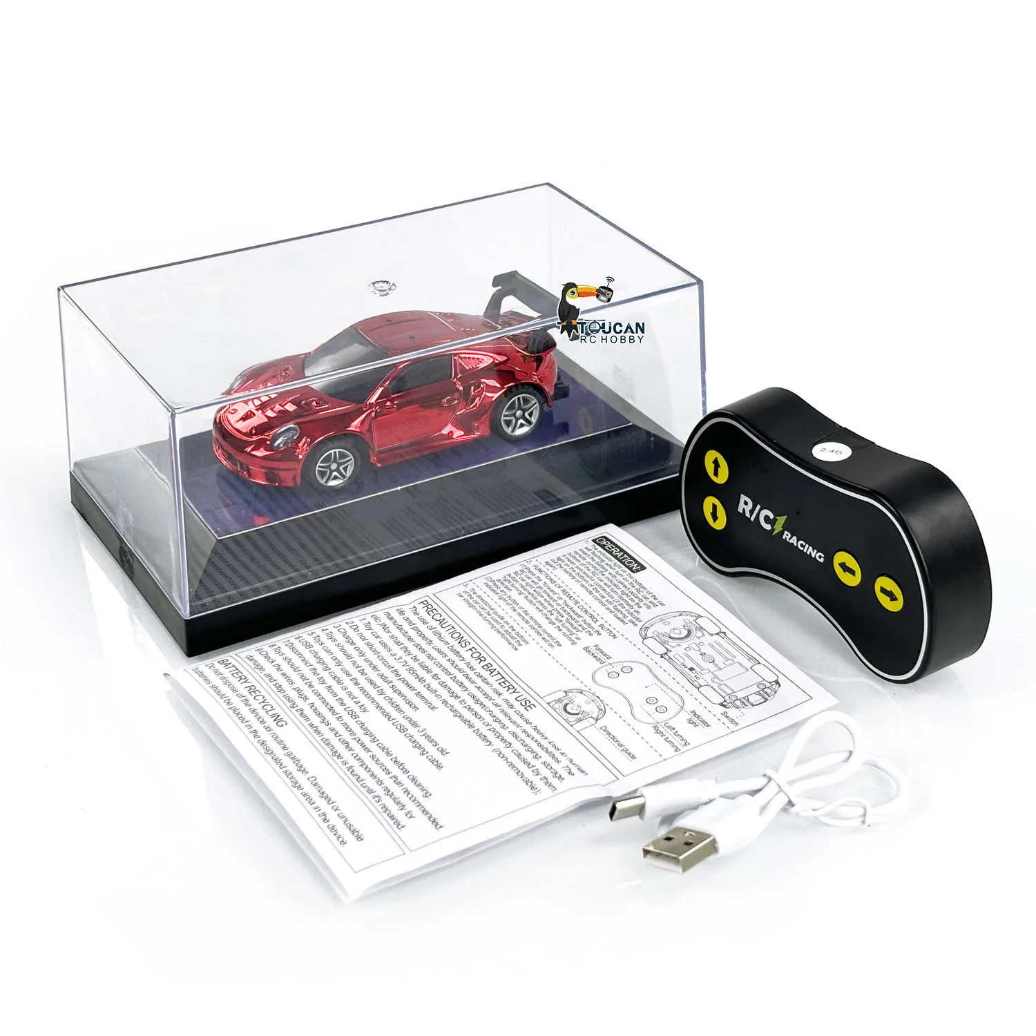 Mini Toy 1/43 Scale RC Racing Difting Car 2.4G RTR with LED lights Remote Control Electric High Speed Car Model Gifts for Boys 3