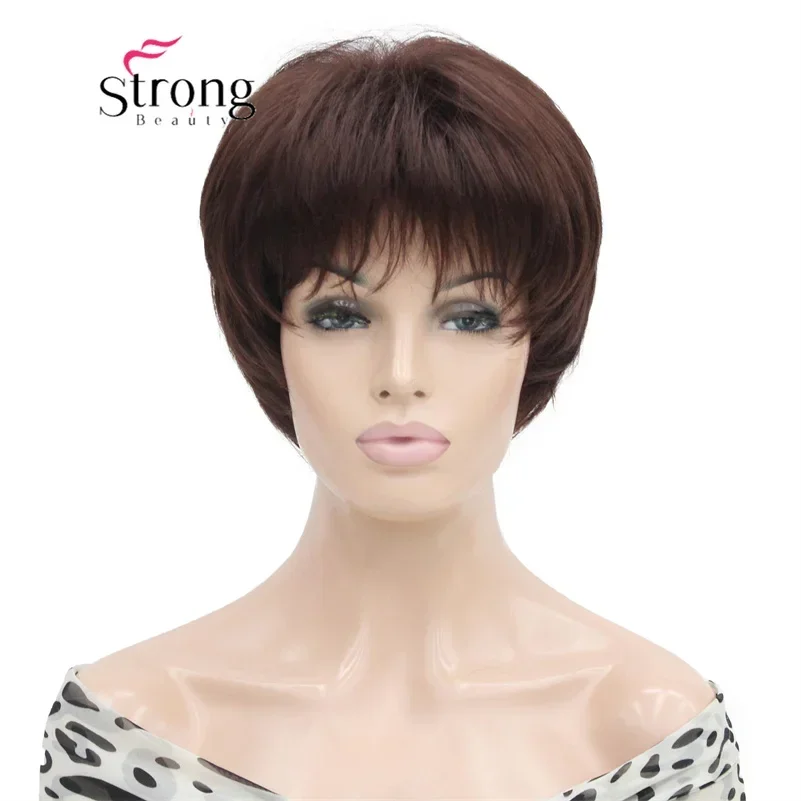 

Strongbeauty Short Soft Dark Auburn full Synthetic Wig COLOUR CHOICES