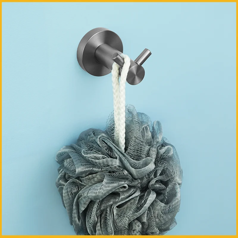 Grey Bathroom Hardware Set Accessories Kit Stainless Steel Round Wall Rack Hand Bar Toilet Roll Paper Holder Robe Towel Hook