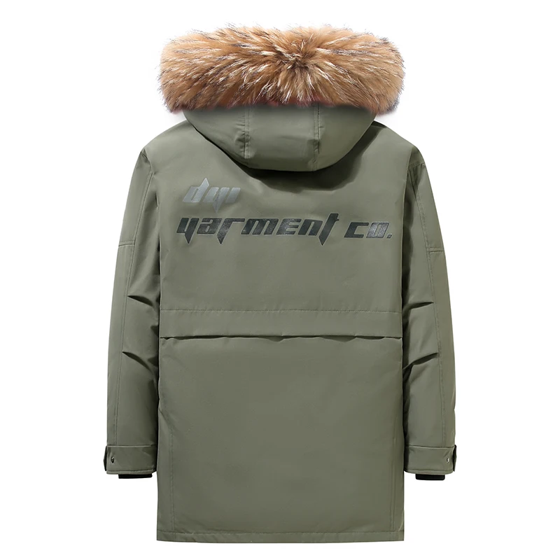 Mens Down Jacket Autumn Winter 90% White Duck Down Hooded Parkas Multi Pockets Plus 4XL