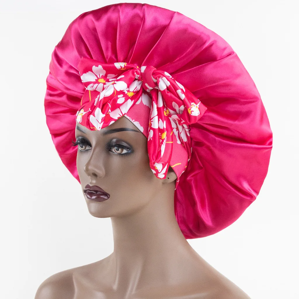 Large Satin Bonnet Silk Bonnet Hair Bonnet Cap For Sleeping Hair Bonnets  For Women Adjustable Satin Bonnet Cap Stretchy Tie Band - AliExpress