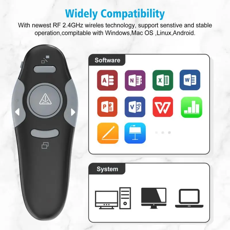 

2.4GHz Wireless USB Powerpoint Presentation PPT Flip Pen Pointer Clicker Presenter With Red Light Remote Control For Teacher