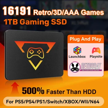 Playzone SSD da gioco da 1 TB con 16191 giochi 3 sistema in 1 emulatori SSD di gioco per PS5/PS4/Switch/XBOX/WII/N64 per PC Windows/laptop