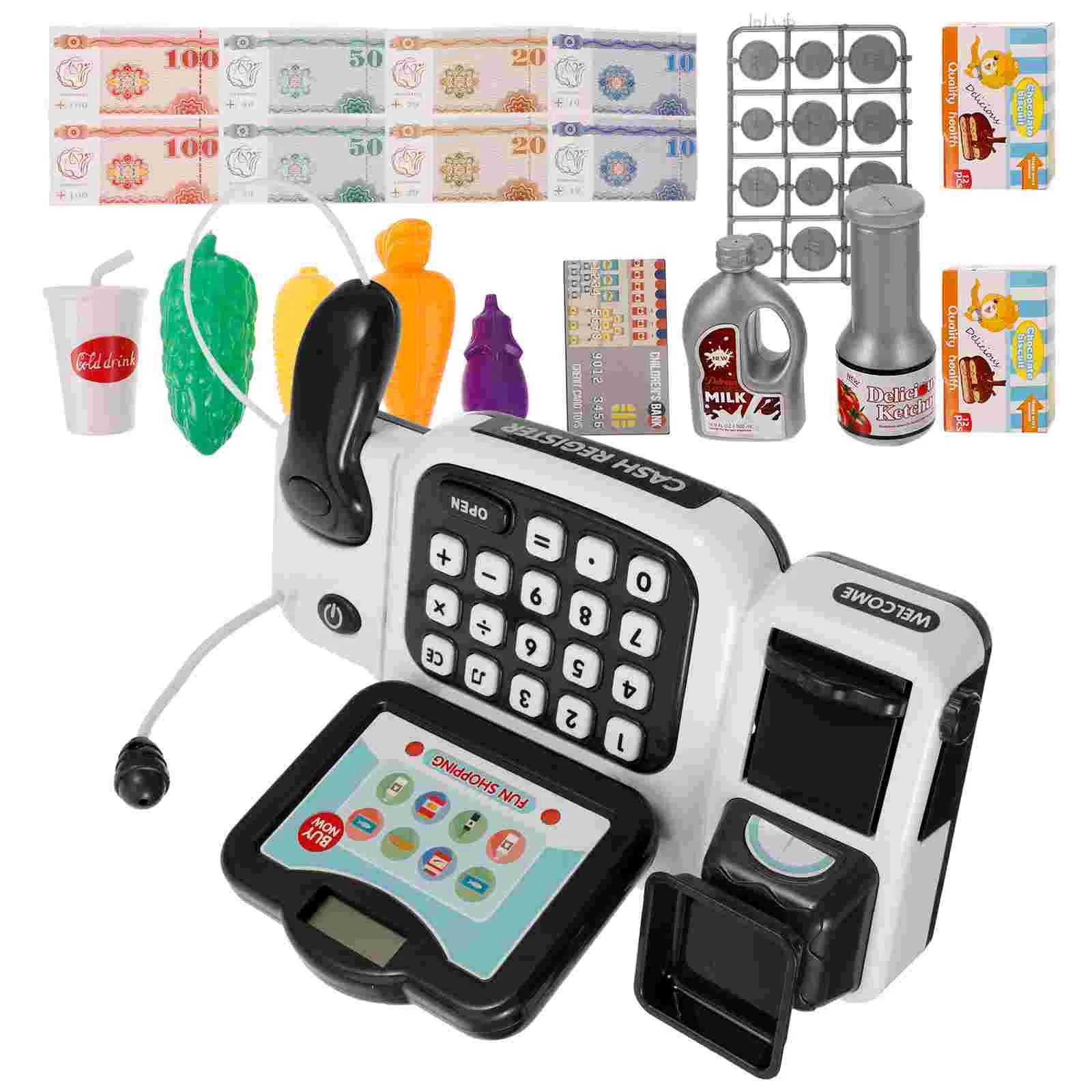 Cash Register Toy Children's Birthday Gift Calculator Simulation Supermarket Kids 6