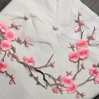 Plum Blossom Flower Embroidery Patch – 1PC Iron-On Applique Fabric Sticker for Clothing, DIY Sewing & Repair Craft - Image 2