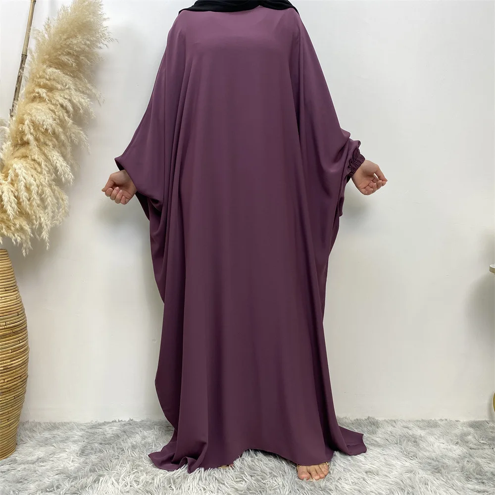 Ramadan Batwing Prayer Abaya Dubai Muslim Hijab Dress One Piece Jilbab Loose Abayas for Women Turkey Kaftan Robe Islamic Clothes