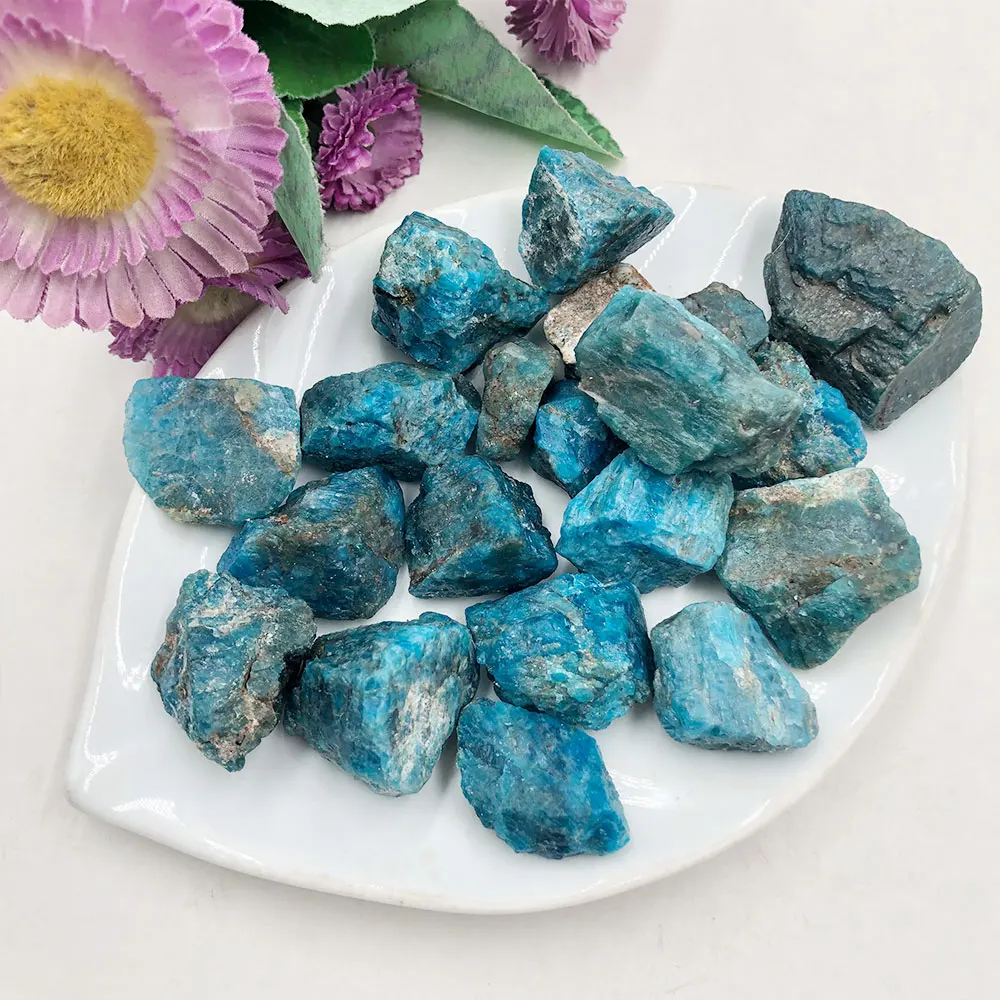 MagicCrystals 1pc Blue Apatite Raw Natural Stone Minerals and Crystals Rock Healing Reiki Aquarium Home Decorations Room Decor