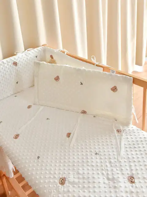 Solid Color Baby Crib Fence Cotton Bed Protection Railing Thicken Bumper Crib around Protector for Baby Room Decor 3