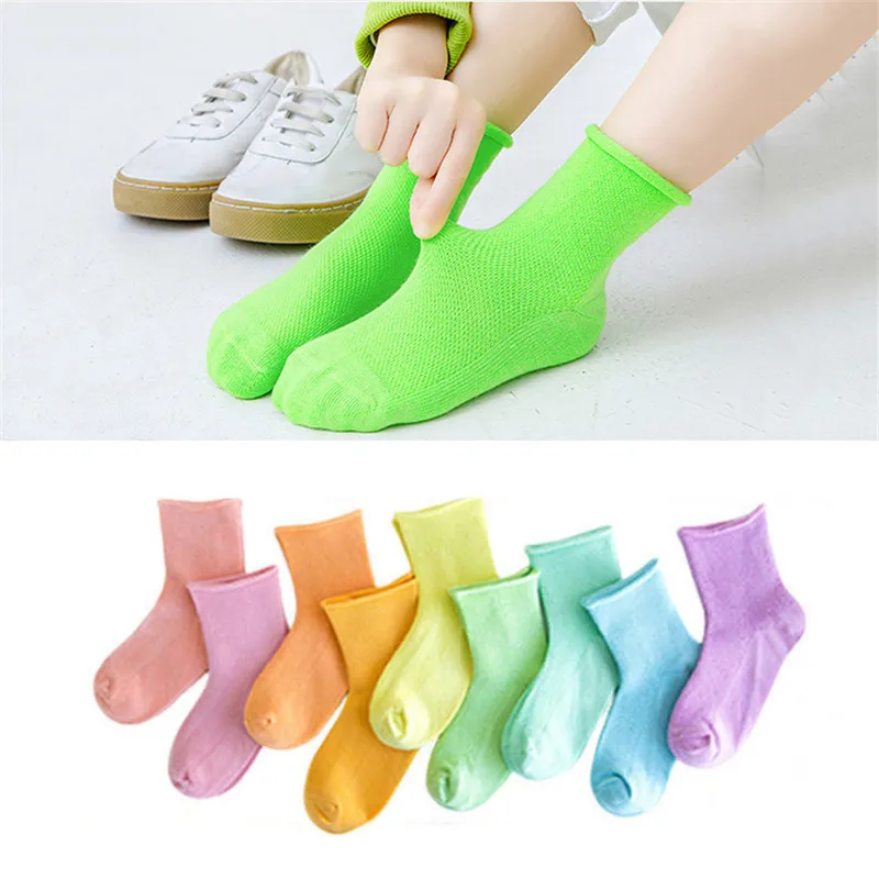 

Children Socks Spring&Autumn Rainbow Candy Colors Student Girls Socks With Boys Socks 1-12 Year Kids Socks