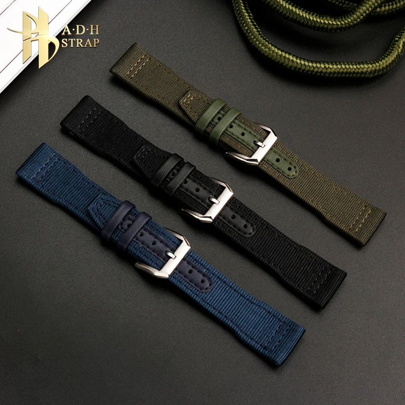 Premium Woven Nylon Watch Strap with Folding Buckle - 20mm/21mm