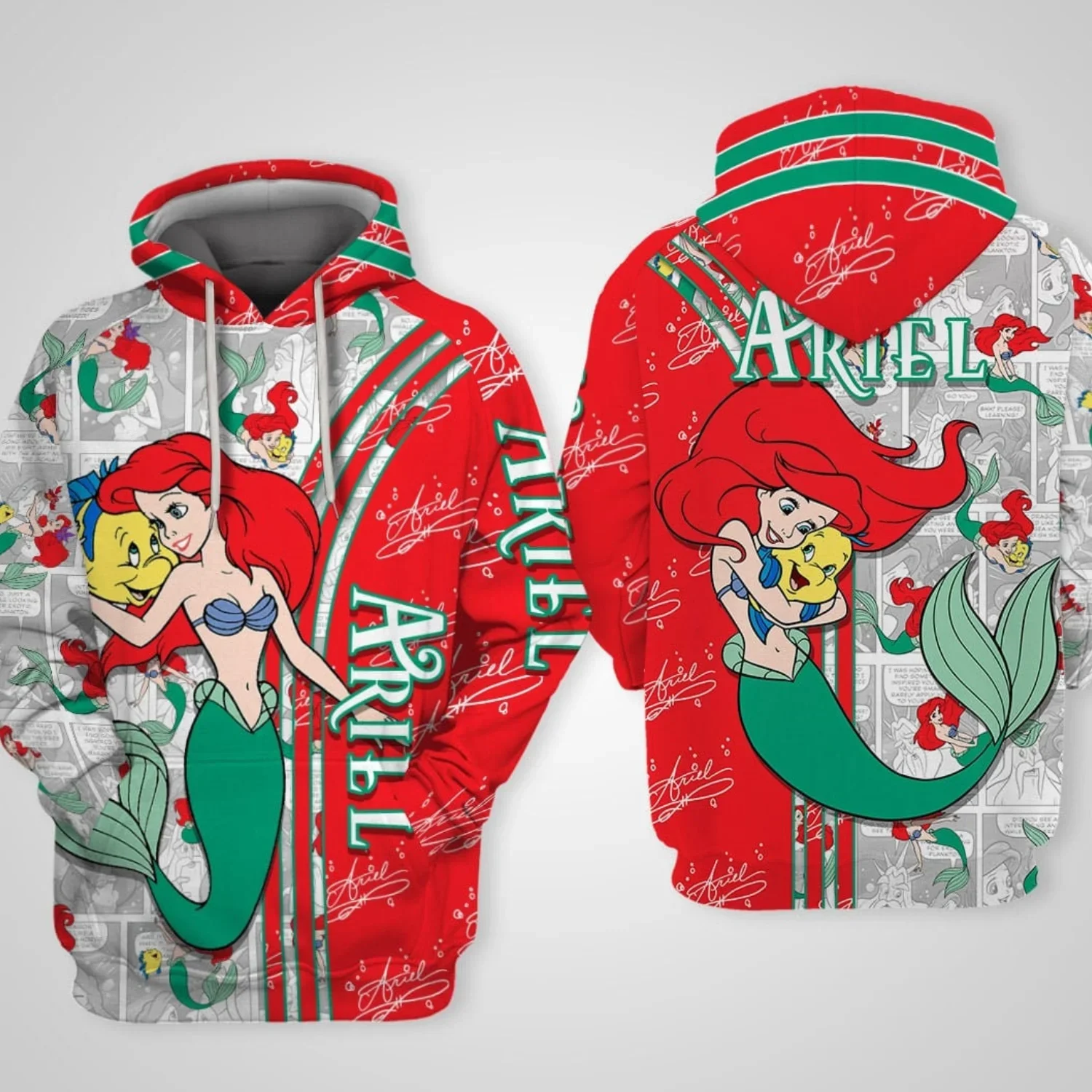

Disney Little Mermaid Ariel 3d Hoodie Mens Women's Casual Fashion Sweatshirt 3d Hoodie Harajuku Streetwear Cartoon Zipper Hoodie