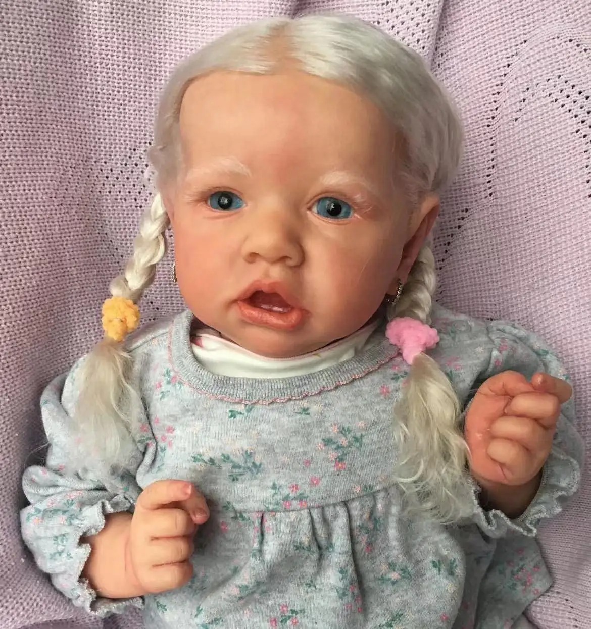 

FBBD Customized Limited Supply 50cm Reborn Baby Saskia With Hand-Rooted White Hair Already Finished Doll Christmas Gift