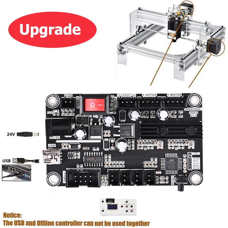 2축 레이저 조각기 제어 보드 Type-C 포트 2축 통합 드라이버 GRBL USB 포트 레이저 조각기용 메인 보드