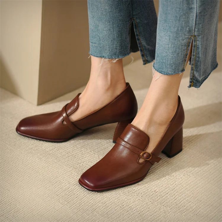 靴 OHOTORO square ballet pumps brown 24.5 OHOTORO square ballet pumps brown 24.5 - メルカリ