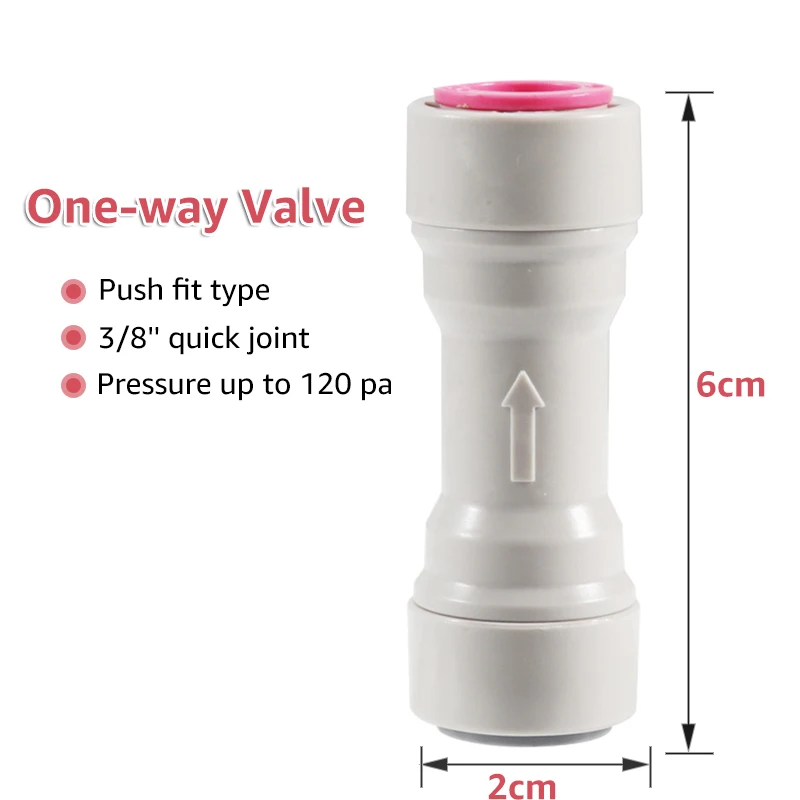 Push Fit Straight Check Valve One-way Valve 3/8 inch Quick Release Connect Fittings Tubing Inline Valve for Homebrew
