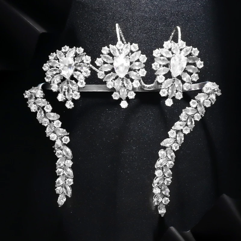 Vintage Flower Bracelet for Women Adjustable Three-Finger Open Ring Jewelry 5A Cubic Zirconia Palm Cuff Bride Party Jewelry Gift 2
