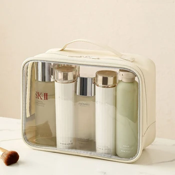 New PVC Transparent Cosmetic Bag Female Portable Large Capacity Wash Bath Fitness Swimming Travel Cosmetic Bag