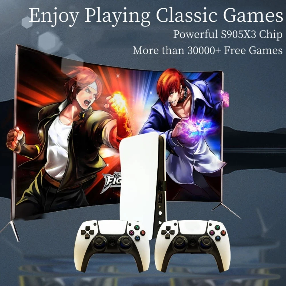 P5 Plus Video Game Console 64GB/128GB 40000 Free Games HD TV Game Box 5 Two Gamepads For PS1/PPSPP/MAME Arcade Gaming Stick