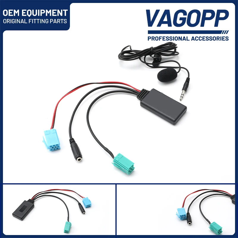 

Автомобильный Bluetooth-адаптер VAGOPP 5,0 для Renault, модуль Bluetooth-приемника, микрофон, система громкой связи, MINI ISO 6Pin AUX кабель, список обновлений, радио