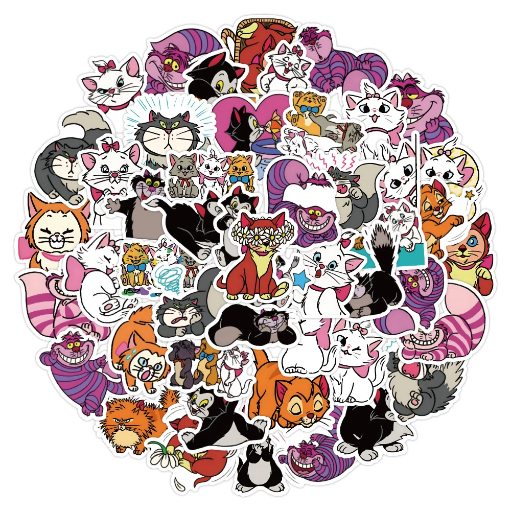 10/30/60Pcs Disney Cute Cartoon Cheshire Cat Marie Cat Sticker Chitarra Fai Da Te Laptop Bagagli Skateboard Graffiti Decalcomanie Per Bambini Giocatto