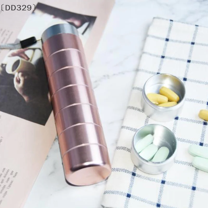 〔DD329〕Sealed Waterproof 7 Days Split Aluminum Alloy Metal Pill Box Weekly Medicine Case Splitter Tablet Organizer Container