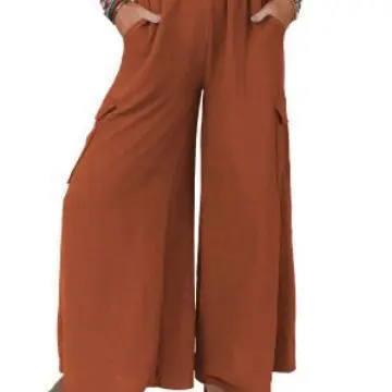 

Women's Casual Loose Elastic Waist Wide Leg Straight Casual Trousers Pants Summer Spring Fashion Loose Trousers