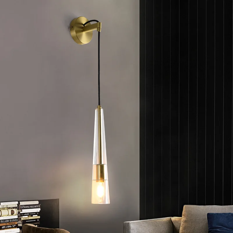 

Nordic Led Wall Lamp Glass Lampshade Long Line Sconce Bedside Lighting Indoor Gold Modern Fixture Mirror Aisle Stair Decor Light