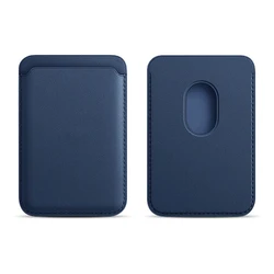 Magnetic Leather Wallet Card Holder - Leather Wallet (Navy Blue)