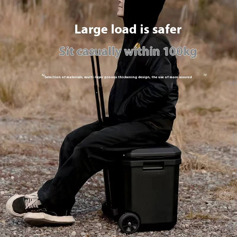Outdoor Refrigerator with Trolley Wheels Incubator Portable Warm Box BBQ Car Pulley Warm Box 38L outdoor refrigerator