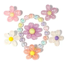 Colorful Acrylic Flower Beads - 5 - Piece Set for Jewelry Crafting & DIY Accessories (Mix Color (5 Petals))