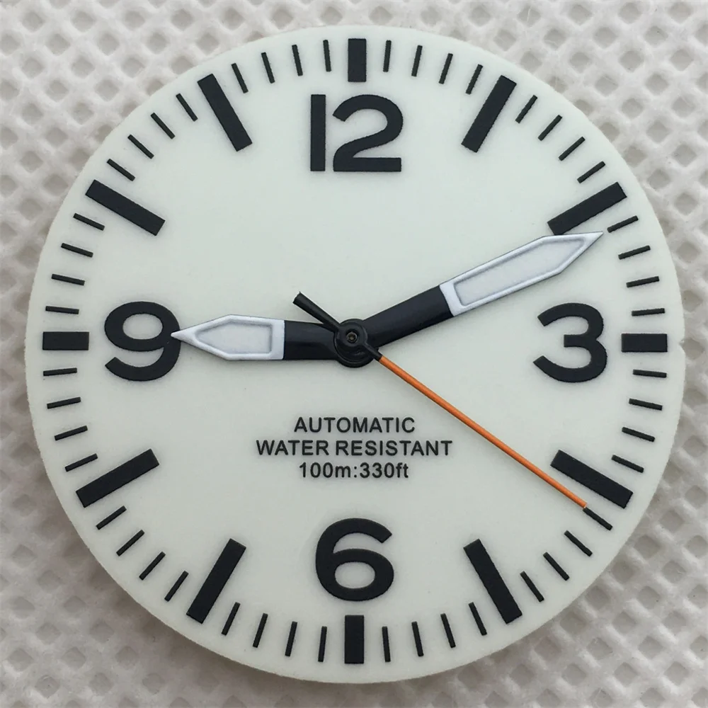 29mm Black and White Full Luminous Dial with Green Luminescence