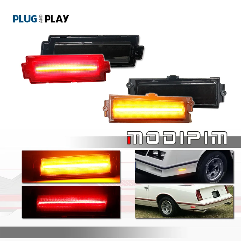 

White Amber Red LED Car Front / Rear Fender Side Marker Indicator Lights For 1981-1988 Chevy Monte Carlo SS Turn Signal Lights