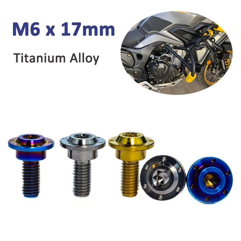 Peça de Titânio Parafuso m6 x 17 mm Borboleta Guarda-chuva Cabeça Torx Parafuso com Passo para Motos Habitação Escudo Ultraleve Anti-corrosão 1