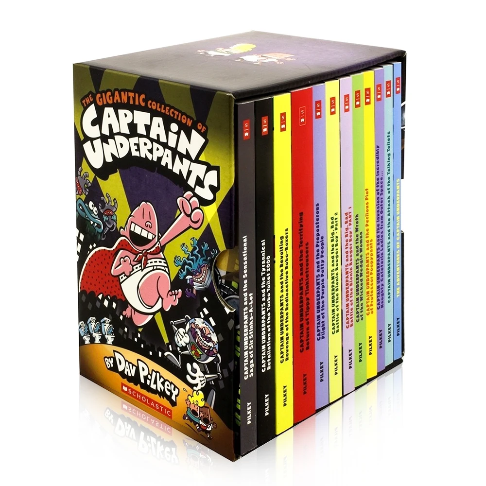 

12 Books/set The Gigantic Collection of Captain Underpants By Dav Pilkey English Story Books Set Comic Book for Children Libros