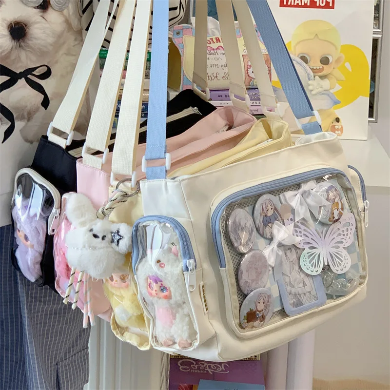 Trendy Transparent Crossbody Bag for Girls Large Capacity Shoulder Bags Fashionable School Style Texture and Versatile Ita Bag - 2
