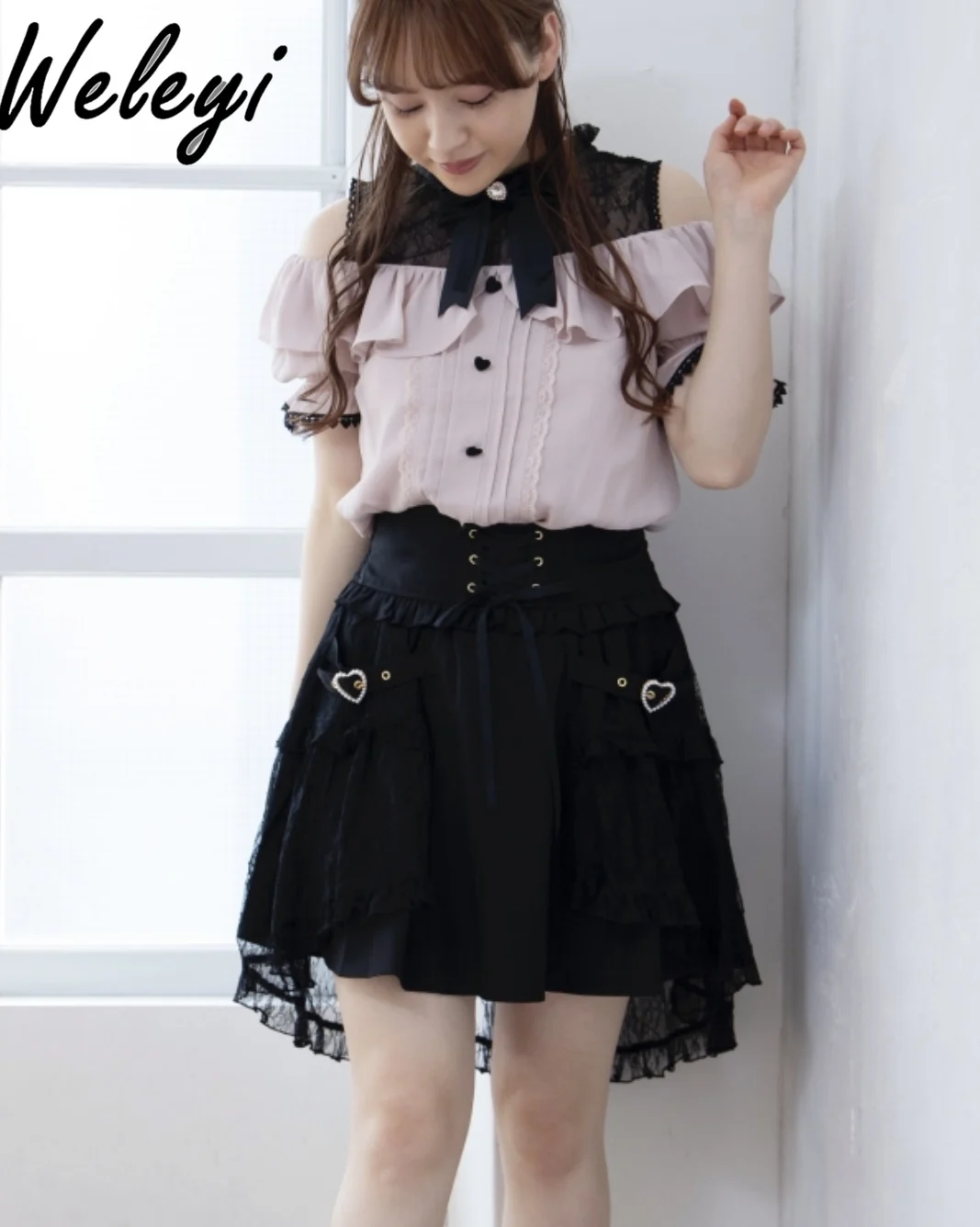 Female Student Jirai Kei Black Skirt Sweet 2024 Summer New Japanese Style Cute Multi-layer Lace Ruffled Edge Short Skirts Ladies