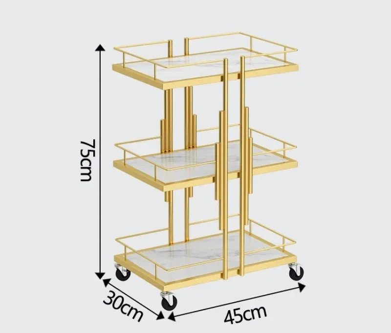Description Picture 2 of itemLuxury Iron Salon Trolleys Salon Furniture Manicure Mobile Tools Trolley Modern Commercial Multi-layer Storage Beauty Cart