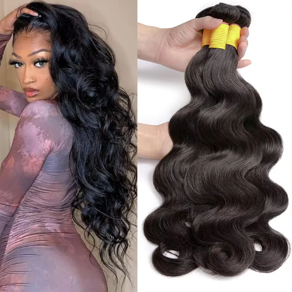 Body Wave Bundles 100% Raw Human Hair Extensions Peruvian Hair Weaving 30 Inch 1/3/4 Bundles 12A